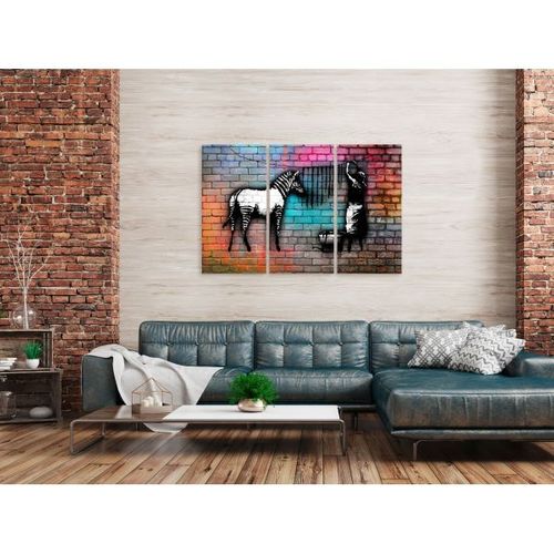 Tableau Washing Zebra - Colourful Brick 3 Pièces 90x60 Cm