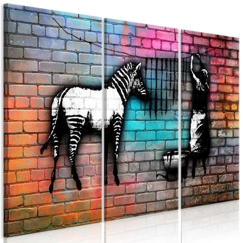 Tableau Washing Zebra - Colourful Brick 3 Pièces 90x60 Cm