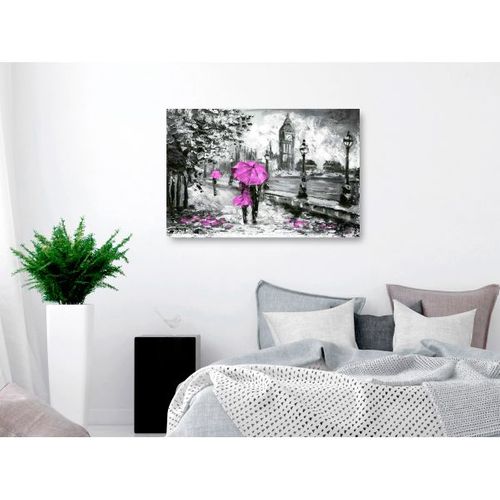 Tableau Villes Walk In London (1 Part) Wide Pink 120x80 Cm