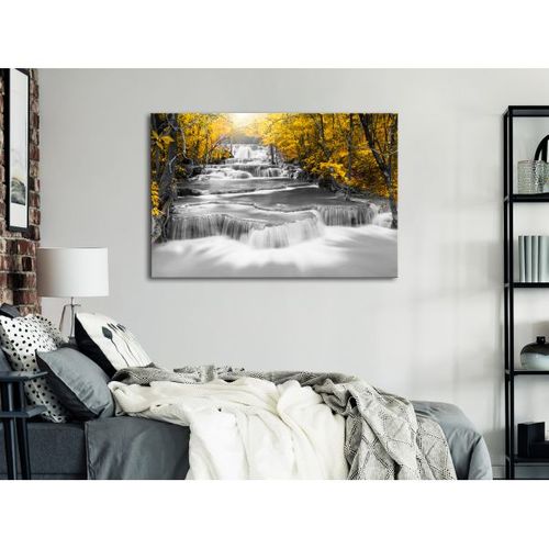Tableau Cascade Of Thoughts (1 Part) Wide Yellow 90x60 Cm