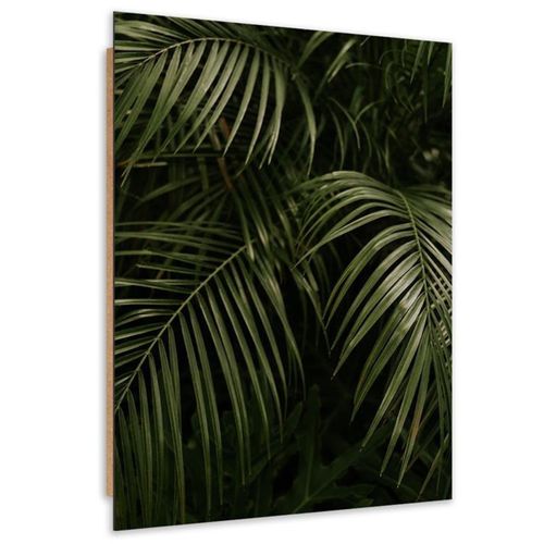 Tableau Bois Feuilles De Palmier Graphiques 50 X 70 Cm Vert