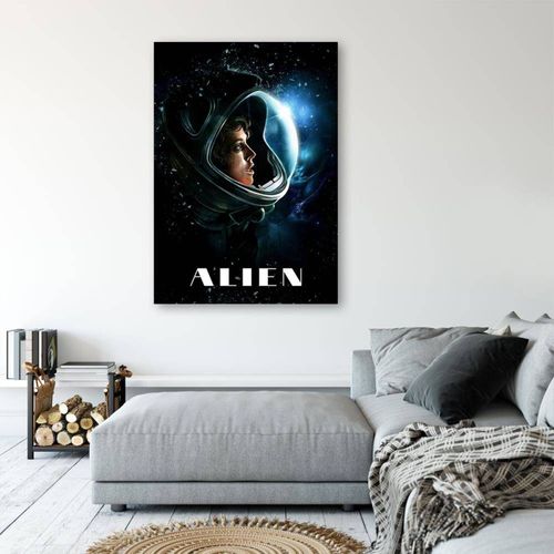 Tableau Bois Alien Ellen Ripley Dans L'espace 40 X 60 Cm Noir