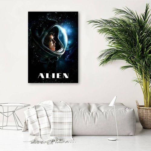 Tableau Bois Alien Ellen Ripley Dans L'espace 40 X 60 Cm Noir