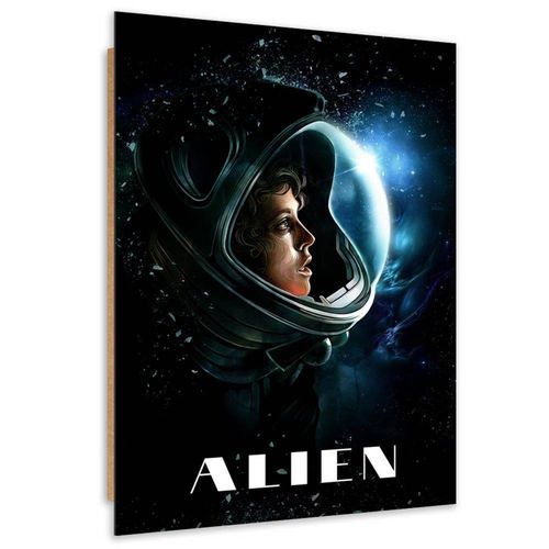 Tableau Bois Alien Ellen Ripley Dans L'espace 50 X 70 Cm Noir