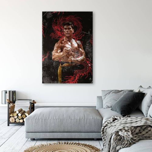 Tableau Bois Bloodsport Jean-claude Van Damme 50 X 70 Cm Noir