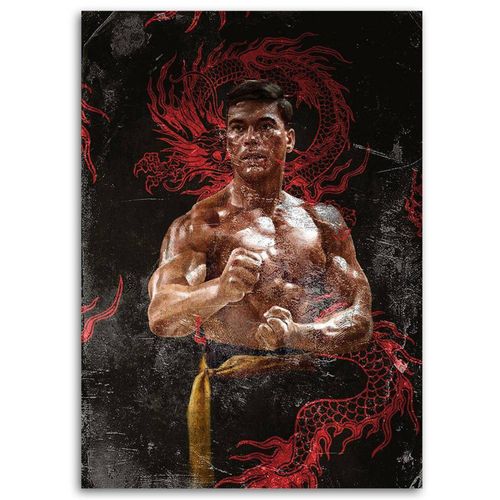 Tableau Bois Bloodsport Jean-claude Van Damme 50 X 70 Cm Noir