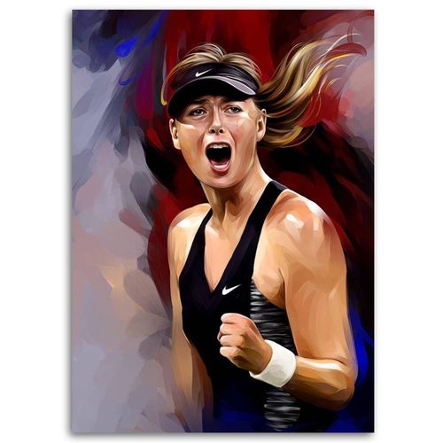 Tableau Tennis Portrait De Maria Sharapova 40 X 60 Cm Noir