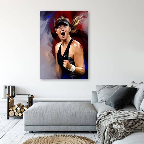 Tableau Tennis Portrait De Maria Sharapova 50 X 70 Cm Noir