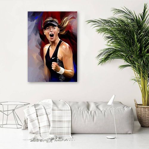 Tableau Tennis Portrait De Maria Sharapova 50 X 70 Cm Noir