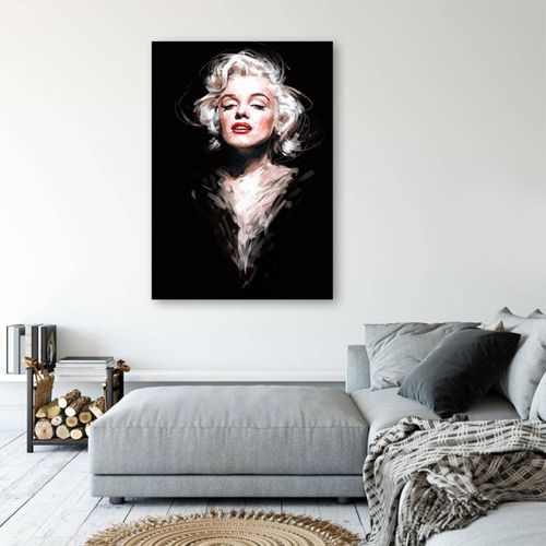 Tableau Bois Portrait De Marylin Monroe 40 X 60 Cm Noir