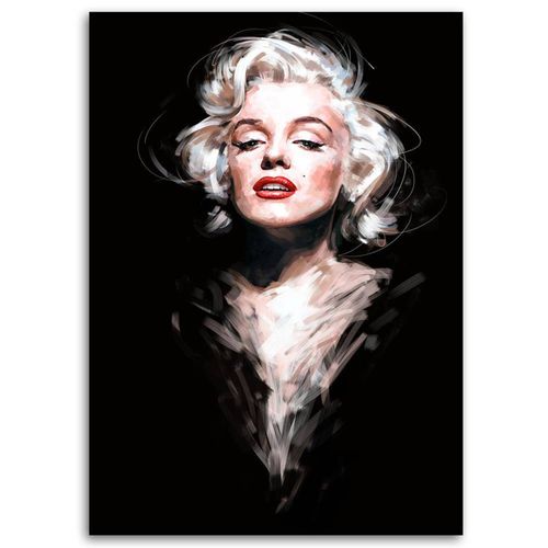 Tableau Bois Portrait De Marylin Monroe 40 X 60 Cm Noir