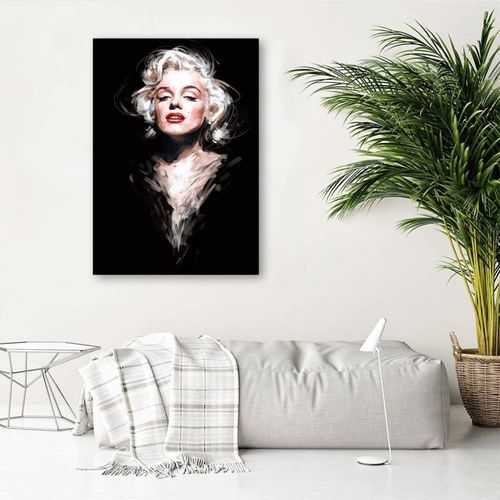 Tableau Bois Portrait De Marylin Monroe 40 X 60 Cm Noir