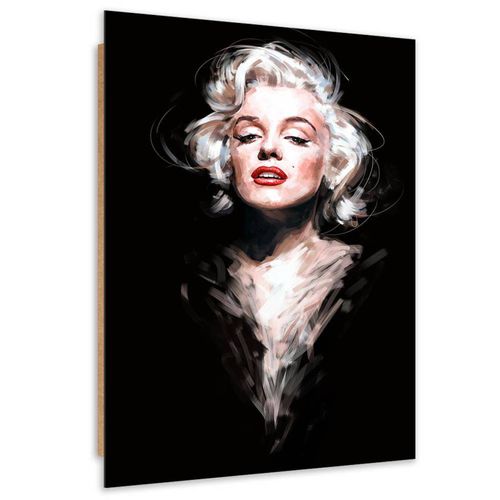 Tableau Bois Portrait De Marylin Monroe 50 X 70 Cm Noir