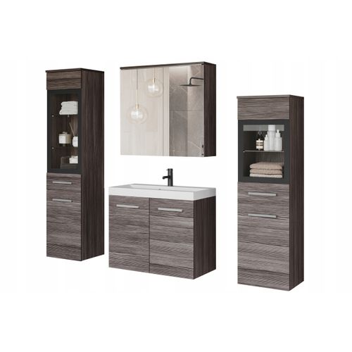 Salle De Bain Suspendue LED Lavabo 2 Colonnes + Armoire Miroir Bodega