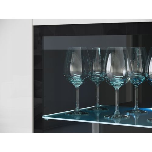 Vitrine Haute 120 Cm LED 3 Portes, Matera Mat / Blanc Brillant