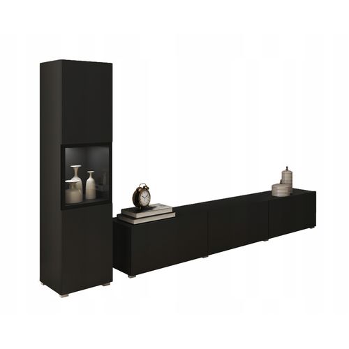Mur TV LED 180 Cm Vitrine Noir Mat