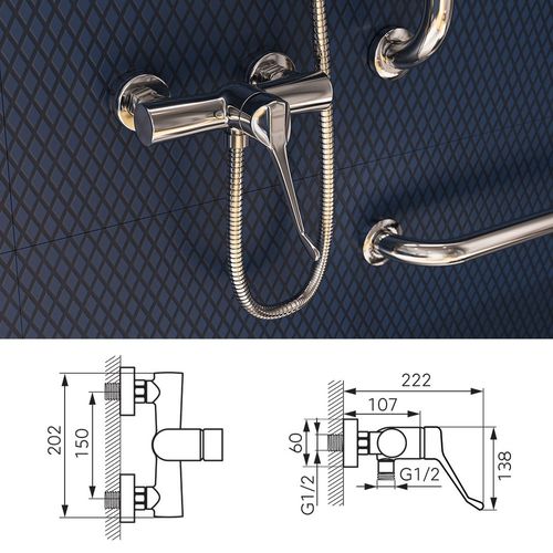 Robinet De Baignoire Mural Avec Ensemble De Douche Robinet De Baignoire Sotbe Atran 88906017