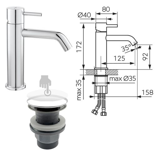Ciriculus Robinet Mitigeur Chrome Brillant + Bonde