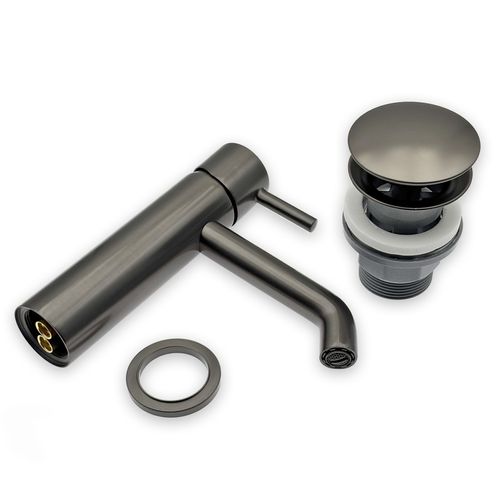 Ciriculus Robinet Mitigeur Gris Brossé + Bonde