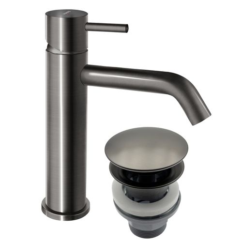 Ciriculus Robinet Mitigeur Gris Brossé + Bonde