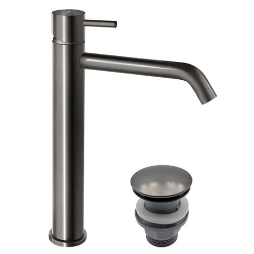 Ciriculus XL Robinet Mitigeur Haut Gris Brossé + Bonde