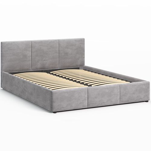 Lit Coffre Nela 160×200 Cm Gris, Tissu Hlr-22, Avec Sommier Et Rangement