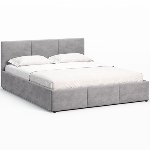 Lit Coffre Nela 160×200 Cm Gris, Tissu Hlr-22, Avec Sommier Et Rangement