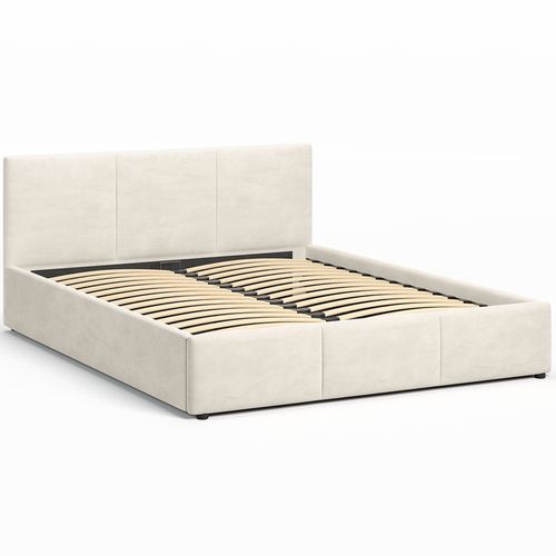 Lit Coffre Nela 140×200 Cm Beige, Tissu Hlr-1, Avec Sommier Et Rangement