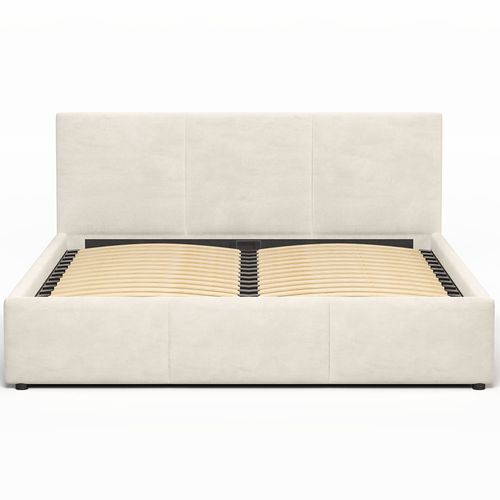 Lit Coffre Nela 140×200 Cm Beige, Tissu Hlr-1, Avec Sommier Et Rangement