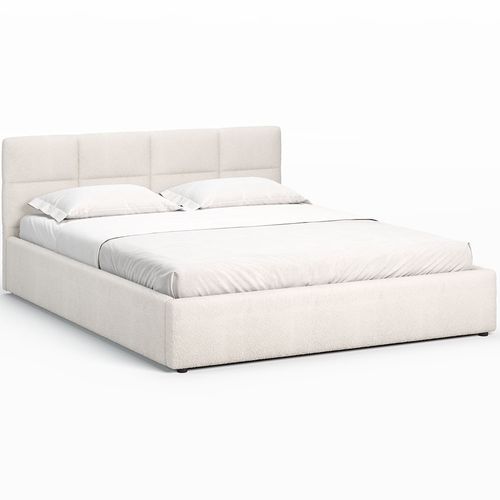 Lit Coffre Mika 140×200 Cm Beige, Tissu Teddy-10, Avec Sommier Et Rangement