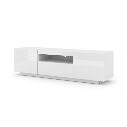 Aura Meuble TV Bas Universel 150 Cm à Suspendre Ou à Poser - Buffet Hi-fi - Blanc Sans LED