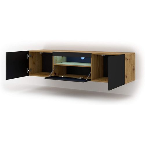 Meuble TV Aura - 150 Cm - à Suspendre Ou à Poser - Universel - En Chêne Artisan -