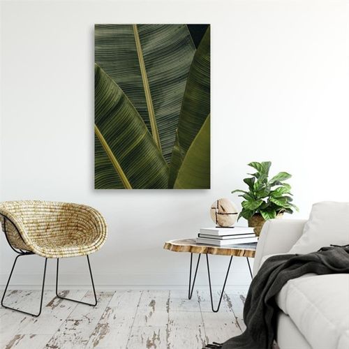 Tableau Bois Banane Plante Exotique 30 X 40 Cm Vert