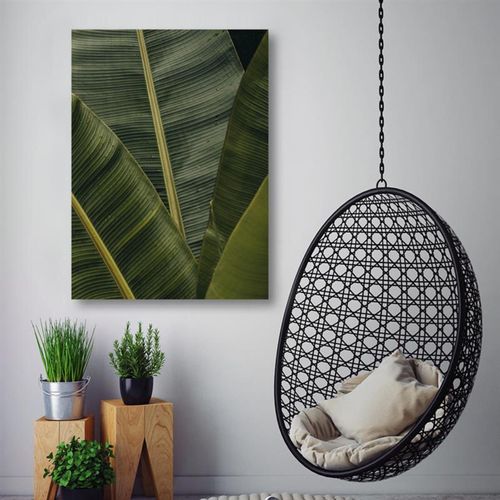 Tableau Bois Banane Plante Exotique 40 X 50 Cm Vert