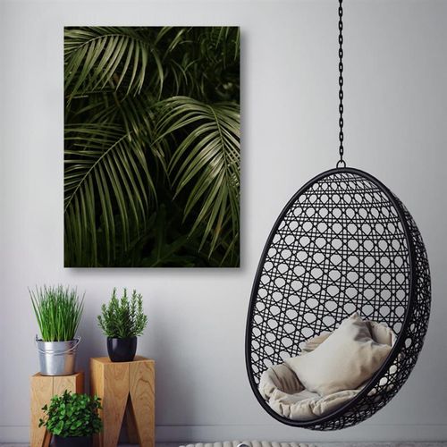 Tableau Bois Feuilles De Palmier Graphiques 80 X 120 Cm Vert