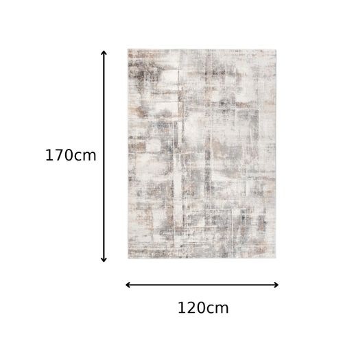 Tapis Salon Beige Gris Crème Abstrait Fin 120x170 Valley