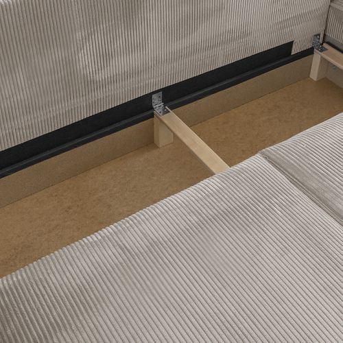 Canapé D'angle 5 Places Convertible Réversible + Coffre - Velours Côtelé Taupe - Harper