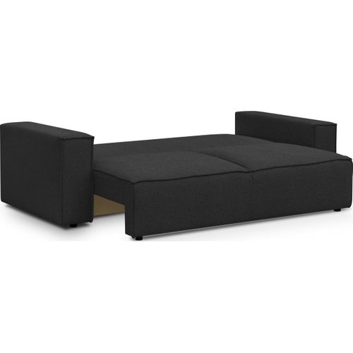 Canapé 3 Places Convertible Avec Coffre En Tissu Noir - Harper New