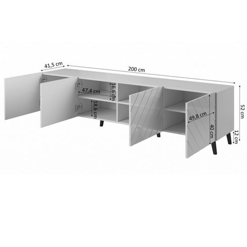 Meuble TV Design Gris Graphite Brillant 200 Cm Yaka