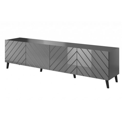 Meuble TV Design Gris Graphite Brillant 200 Cm Yaka