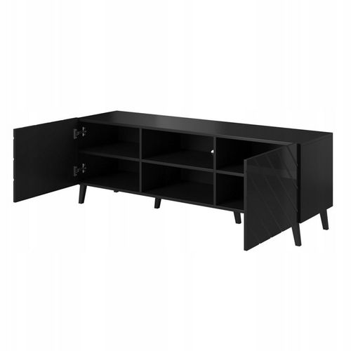 Meuble TV Design Noir Brillant 150 Cm Yaka