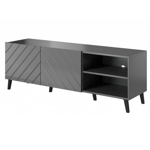Meuble TV Design Gris Brillant 150 Cm Yaka
