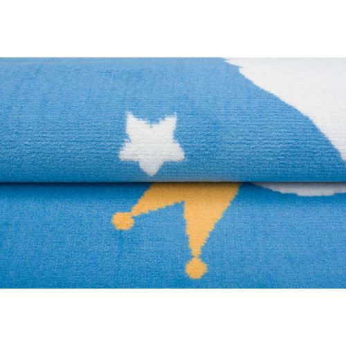 Tapis Enfant Bébé Bleu Blanc Jaune Gris Cygne 120 X 170 Cm Jolly