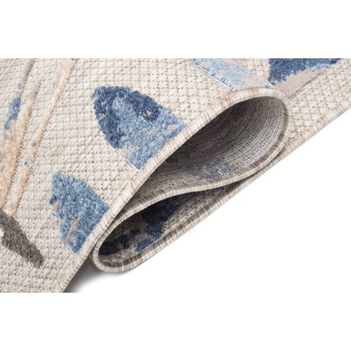 Tapis Intérieur Extérieur 3D Bleu Beige Gris Sisal Patio 80x150