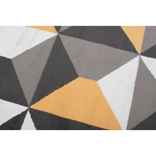 Tapis Salon Rectangle Jaune Gris Blanc Géométrique Fin Maya 200x250