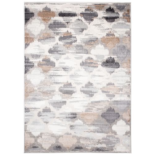 Tapis Salon Crème Marron Noir Gris Treillis 160x220 Valley