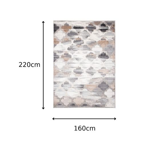 Tapis Salon Crème Marron Noir Gris Treillis 160x220 Valley