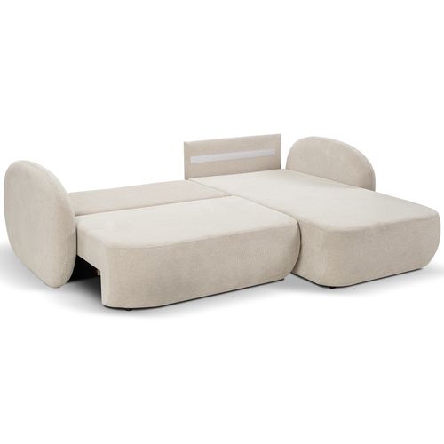 Canapé d'angle droit convertible OLIO tissu beige