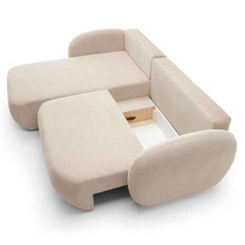 Canapé d'angle gauche convertible OLIO tissu beige