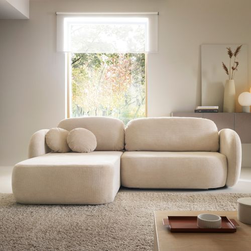 Canapé d'angle gauche convertible OLIO tissu beige